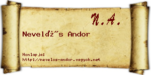 Nevelős Andor névjegykártya